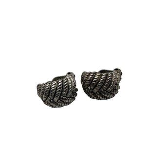 Oscar De La Renta Silver Tone Braided Clip-On Earrings